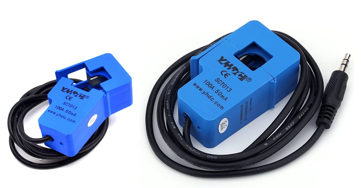 SCT-013 current transformer series including 30A, 50A, and 100A split-core CT sensors used for Arduino and energy monitoring projects
