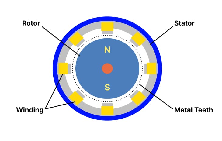 Stepper Motor Working Principle - Rotor and Stator Poles